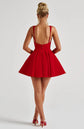 Shoulder Puff Mini Dress Eileen Bubble Skirt Corset Luxury Birthday Dress in Red Yembi Fashion