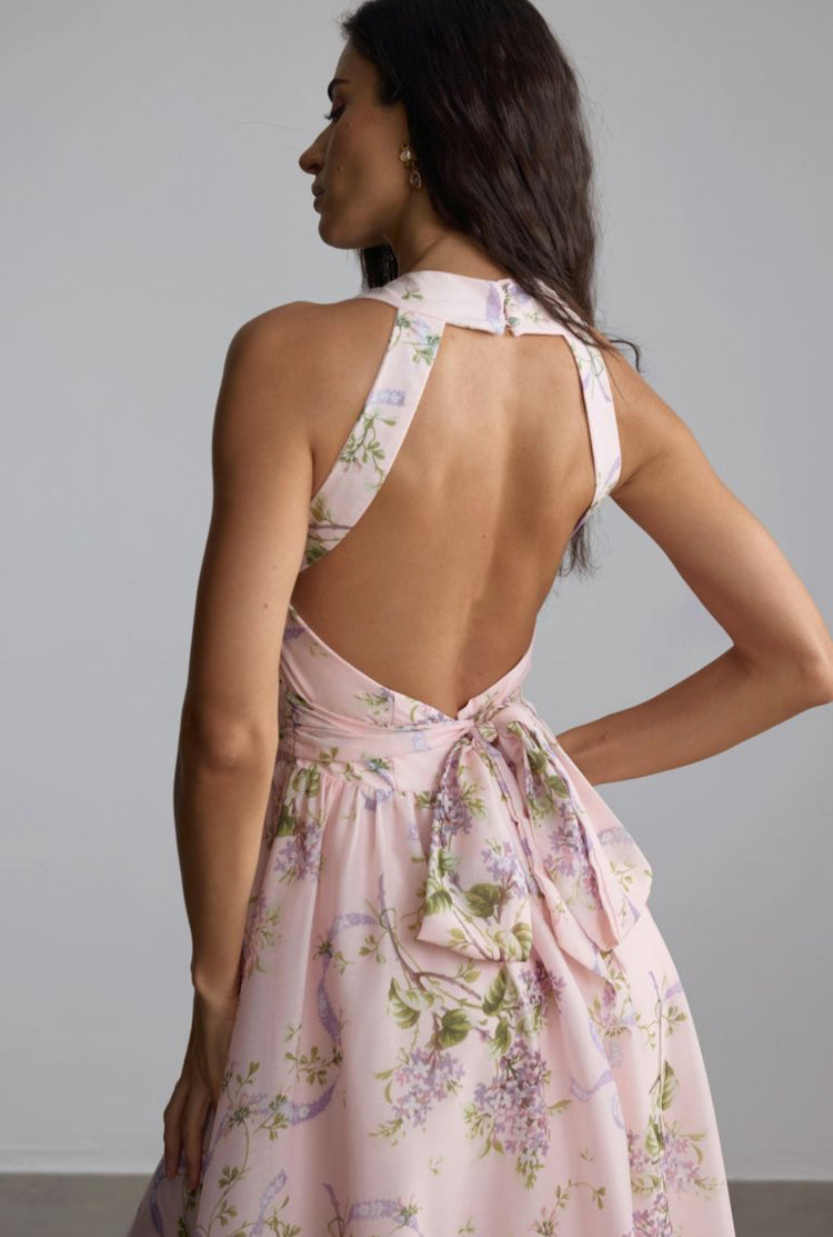 Women’s floral print pink midi dress
