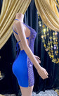 Glamorous rhinestone mini dress with a body-hugging fit, sparkling embellishments, and adjustable straps