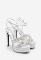 Silver Glitter Diamante  Heels