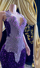 A glamorous embellished sequin dress with rhinestones, featuring a sparkling design perfect for evening wear and formal events