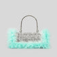 Ostrich feather rhinestone handbag - Yembifashion 