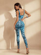 Leopard Print Bexaris Spaghetti Jumpsuit in Blue
