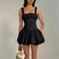 Suspender Short Skirt with Pleated Fluffy Dress – Trendy Layered Look for Women