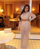 Elegant two-piece birthday outfit with rhinestones