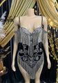 Black Rhinestone Dress with Tassel - Glam Cowgirl Style