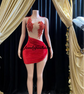 Embellished Red Mini Dress