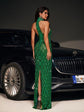 Laura Sequin Crystal Maxi Dress In Green