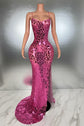 The Ultimate Pink Mirror Maxi Dress with Mosaic Shards & Thigh Slit