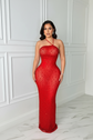 The Ultimate Red Crystal Maxi Dress with Asymmetric Halter Strap