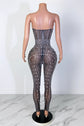 The Ultimate Black Crystal Jumpsuit with Strapless Sweetheart Bodice
