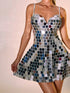 Shining Mirror Dress Costume | Rhinestone Birthday Silver Dresses