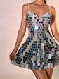 Shining Mirror Dress Costume | Rhinestone Birthday Silver Dresses