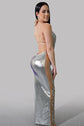 Haute Couture Red Large Full Body Rhinestone Appliqué Mesh Beaded Applique Bodice Pactch Dress