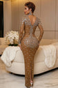 The Ultimate Heavy Crystal Embellished Nude Illusion Gown