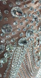 A sparkling Crystal Silver Bling Rhinestone Birthday Dress for ladies, featuring shimmering rhinestones and elegant details, perfect for special occasions.