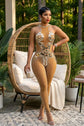 Yembi Fashion luxury silver mirror jumpsuit featuring an architectural pattern of reflective silver mirror shards and scattered crystals on a nude illusion halter neck catsuit